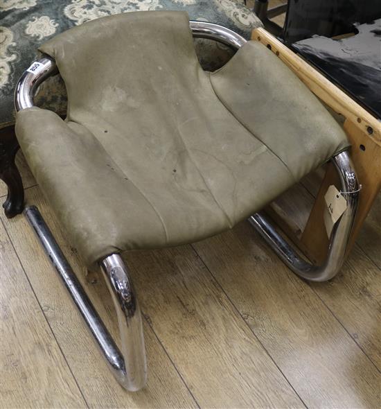 A modern chrome frame stool